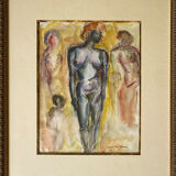 Women's group by Jean Pierre Germain Aquarelle and pen