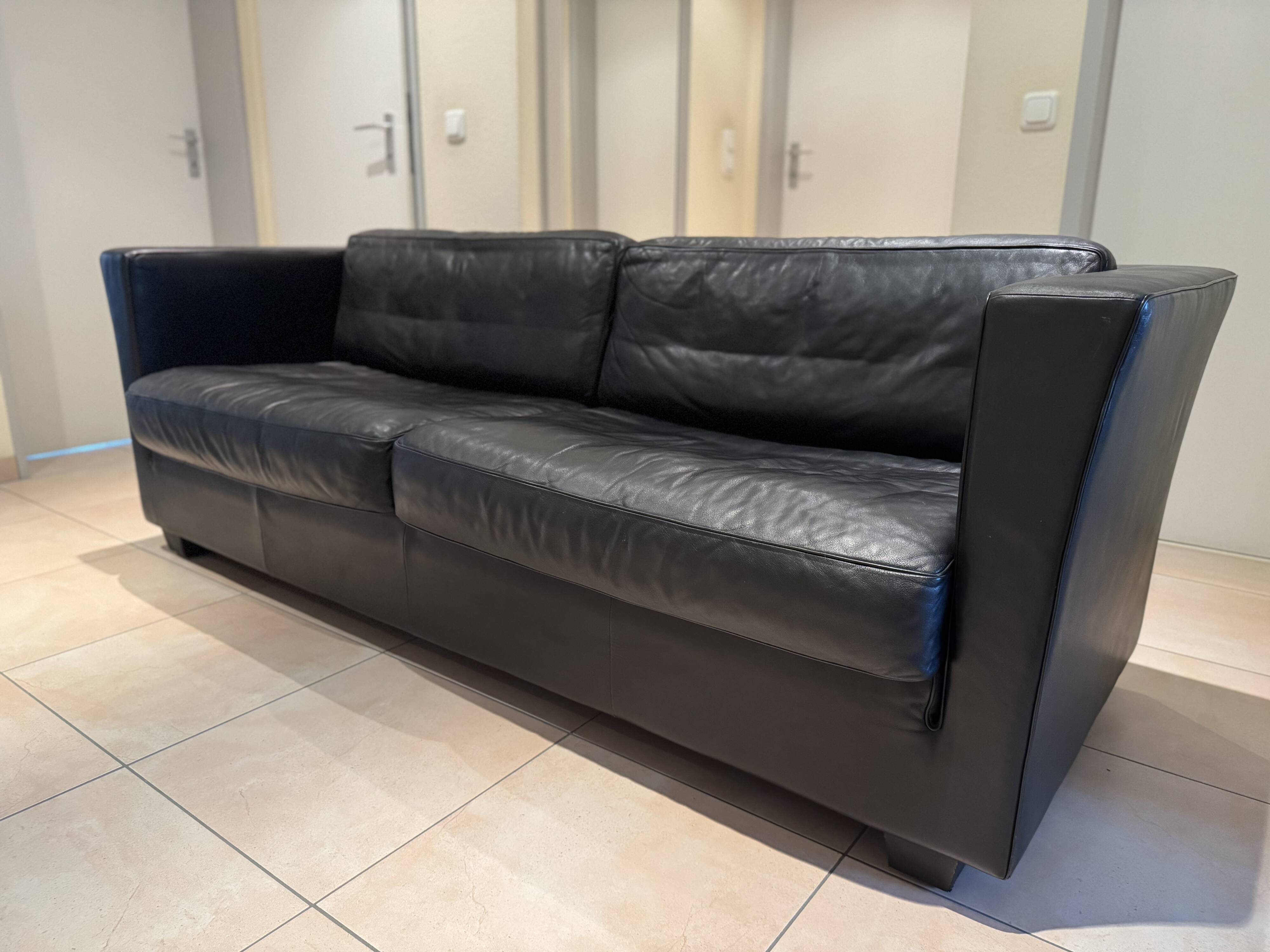 Black leather sofa by Sede – Design by Andrée Putman – 1990s
