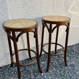 Tabourets bois canné bistrot bar