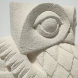 Signed stone owl sculpture
