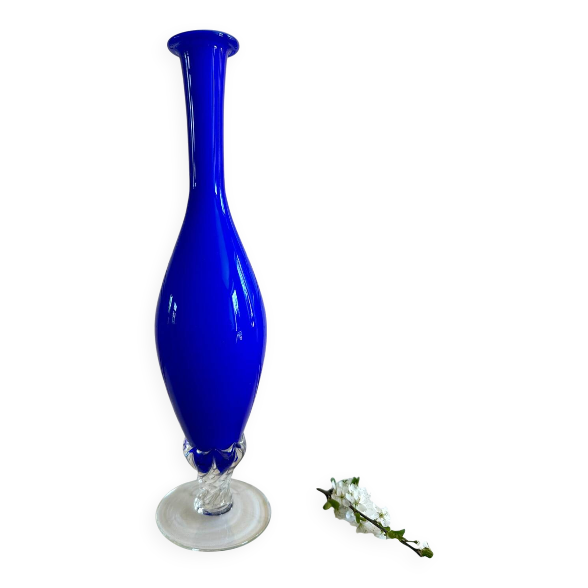 Antique blue glass soliflore