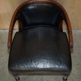 Original Regency office chair in leather and hardwood, style 1815.
