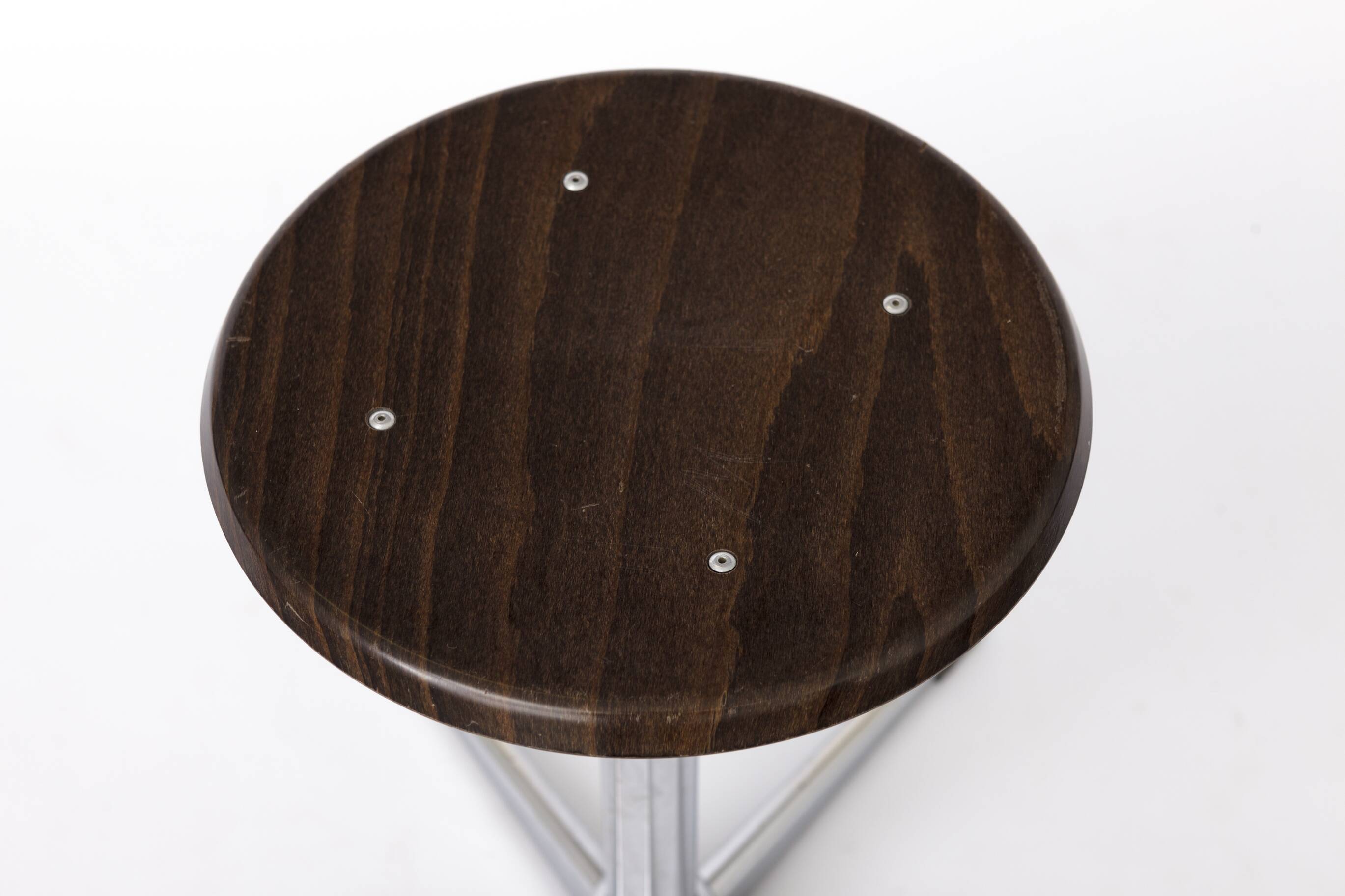 Set of 4 Vintage Industrial Stools 1970s, Chrome Adjustable Stools