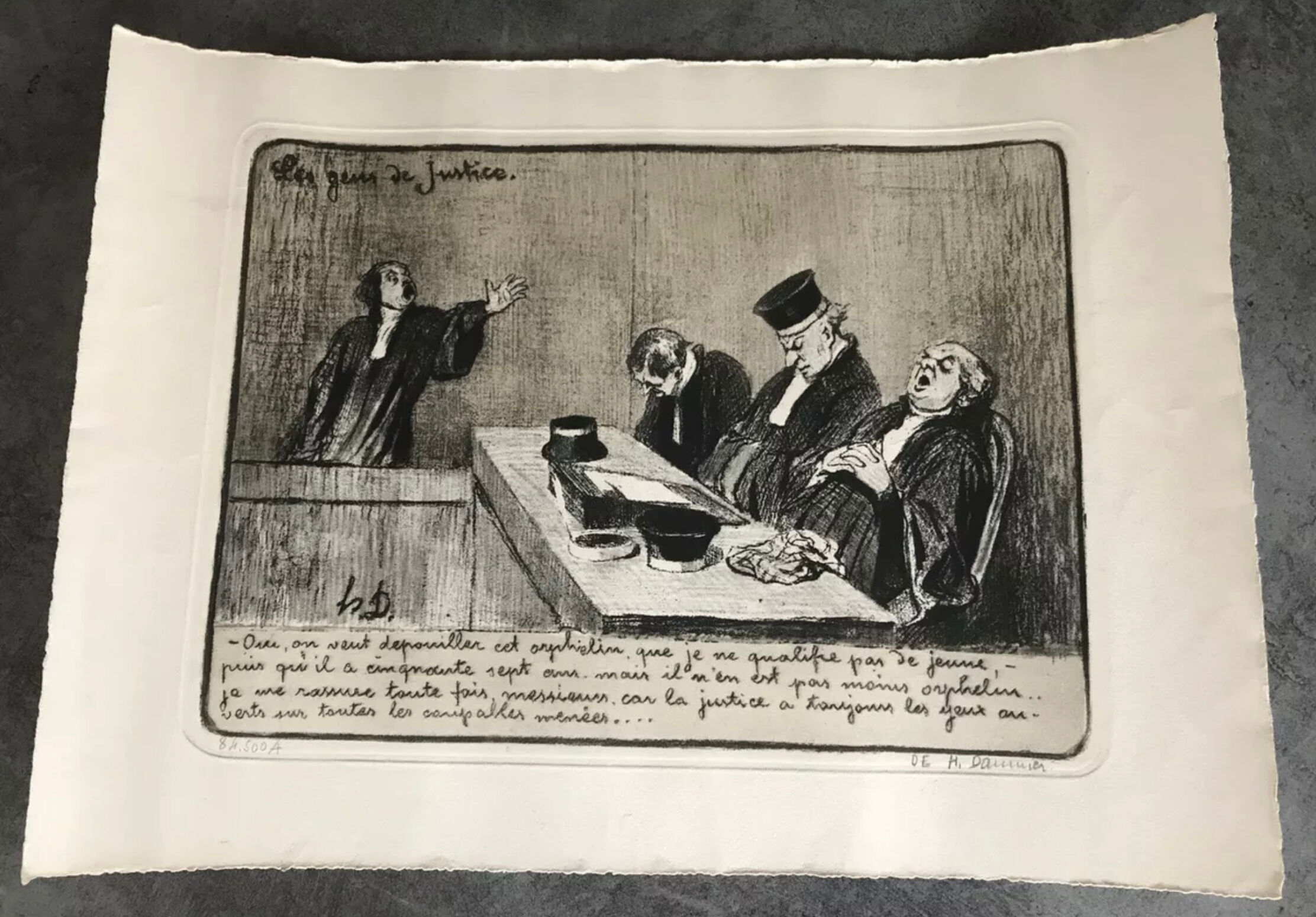 Ancient lithograph by honoré daumier h.d.  "the people of justice" n°84/500