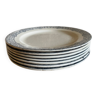 Lot 7 assiettes plates Terre de Fer modèle Bristol
