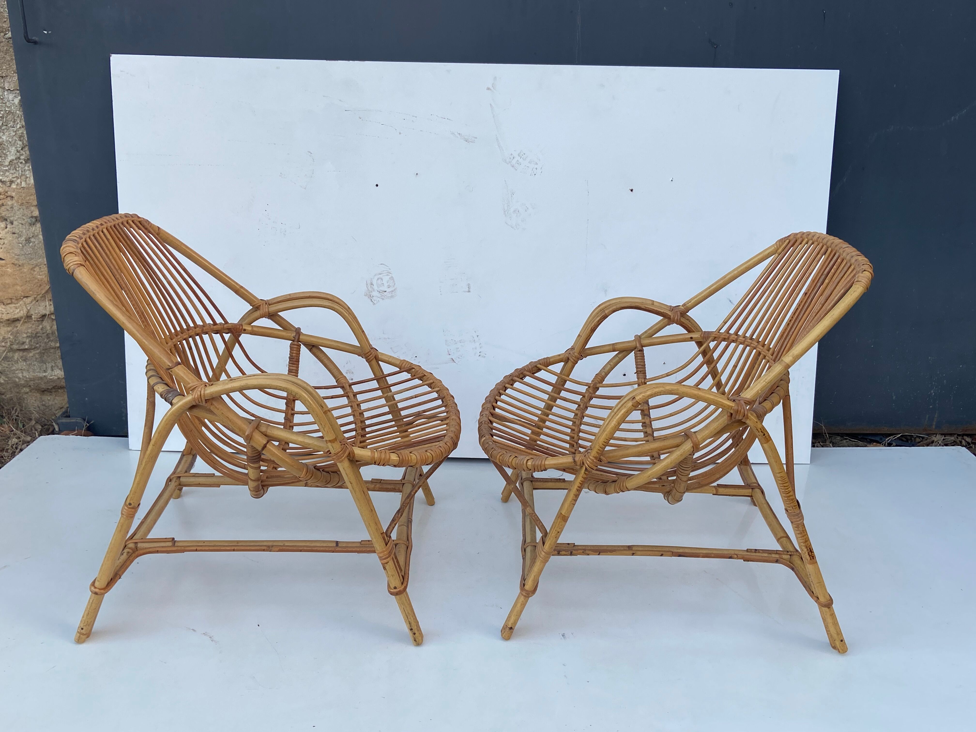 Pair of rattan drivers from the 50s