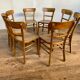 Series Lot of 8 chairs bistro Luterma in light wood Year 1950