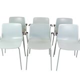 Set Of 6 Pato Chairs Lacquered In Blue With Black Armrests By Hee Willing & Ludvik For Fritz Hansen