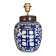 Lampe asiatique en céramique blanche et bleue, début 20ème