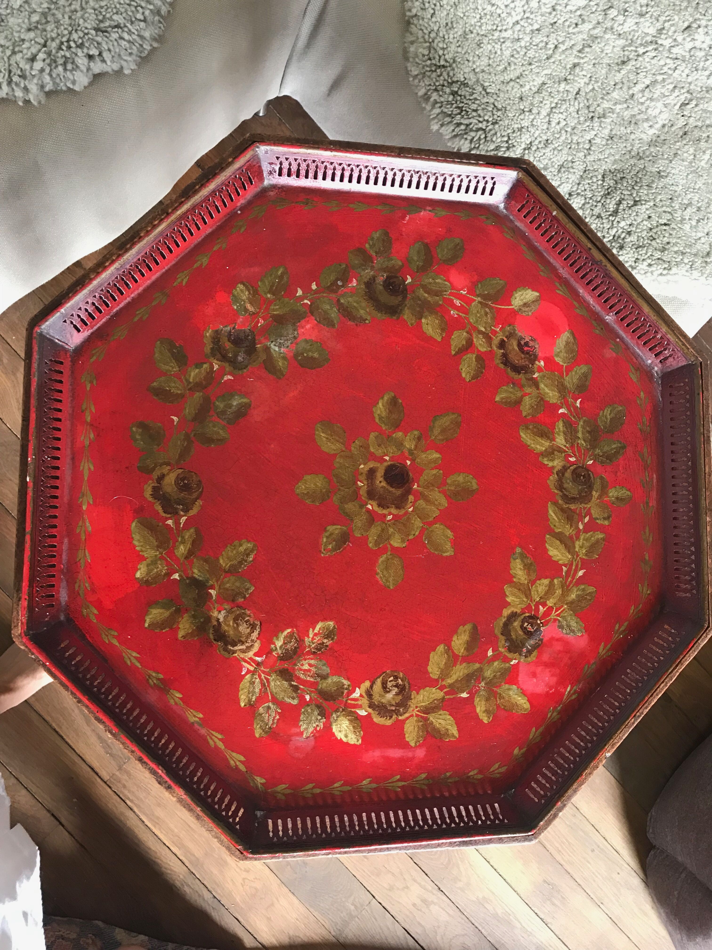 Table with metal tray painted