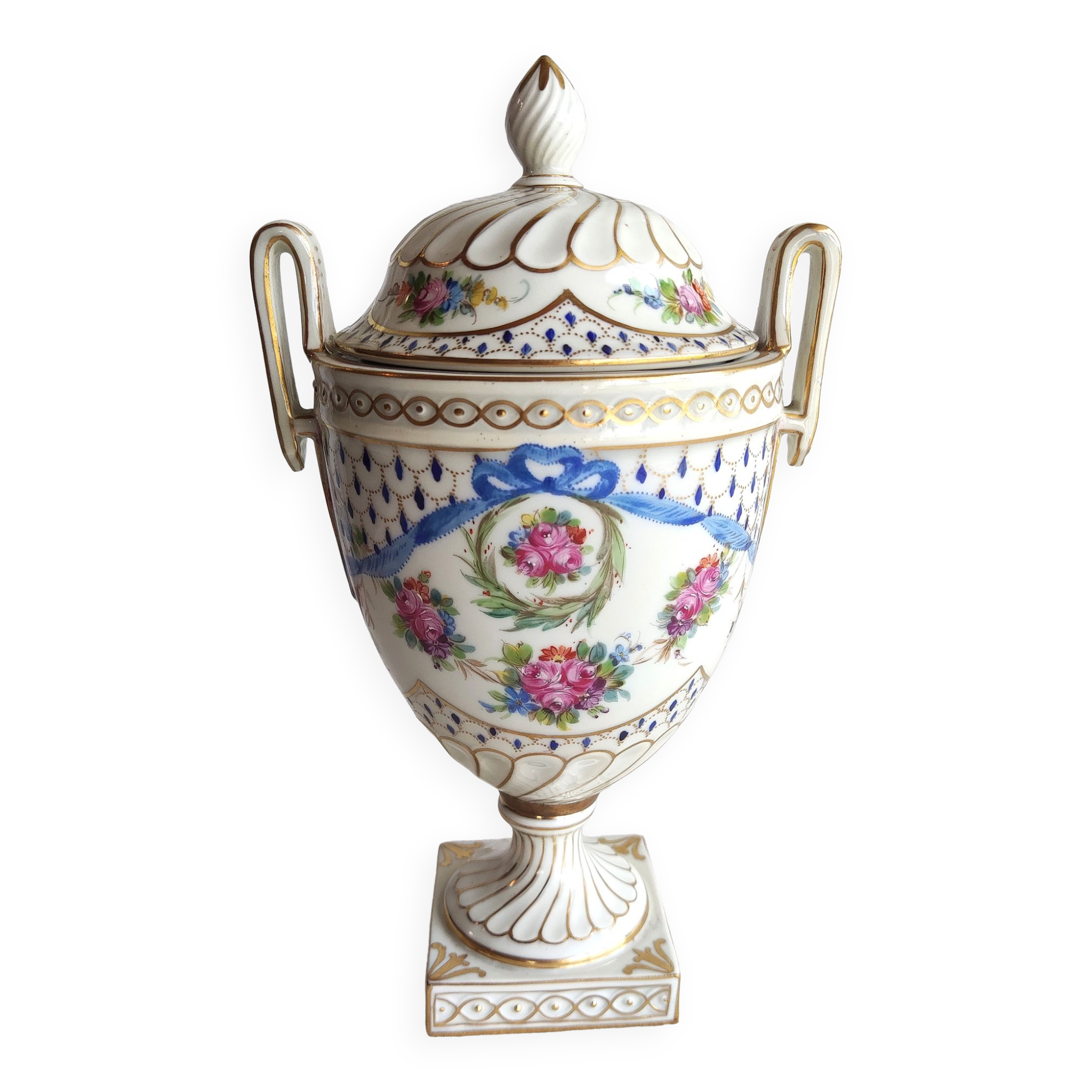 Covered Sèvres porcelain vase