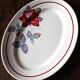 Oval plate Red rose blue Sobral Digoin Sarreguemines Art Deco