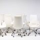 Neuf chaises à dossier haut en cuir blanc sur roulettes par Fabricius & Kastholm.