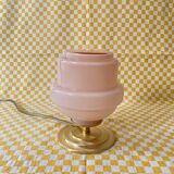 Pink opaline globe table lamp