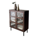 Mid-century display cabinet dark wood glass