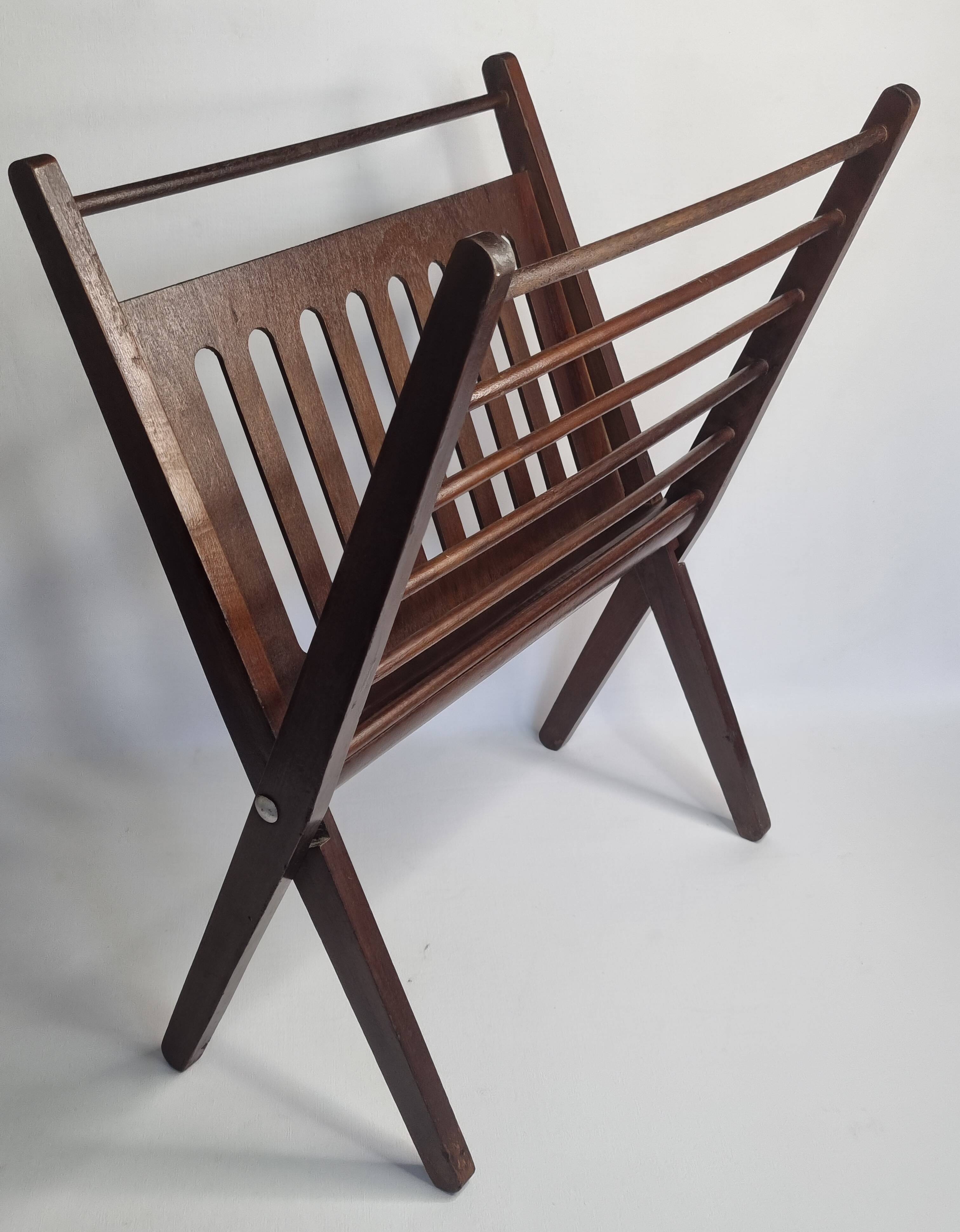 Folding teak magazine holder by Cees Braakman