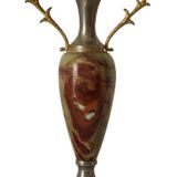 Vintage onyx and pewter amphora