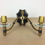 Applique double laiton verre années 50