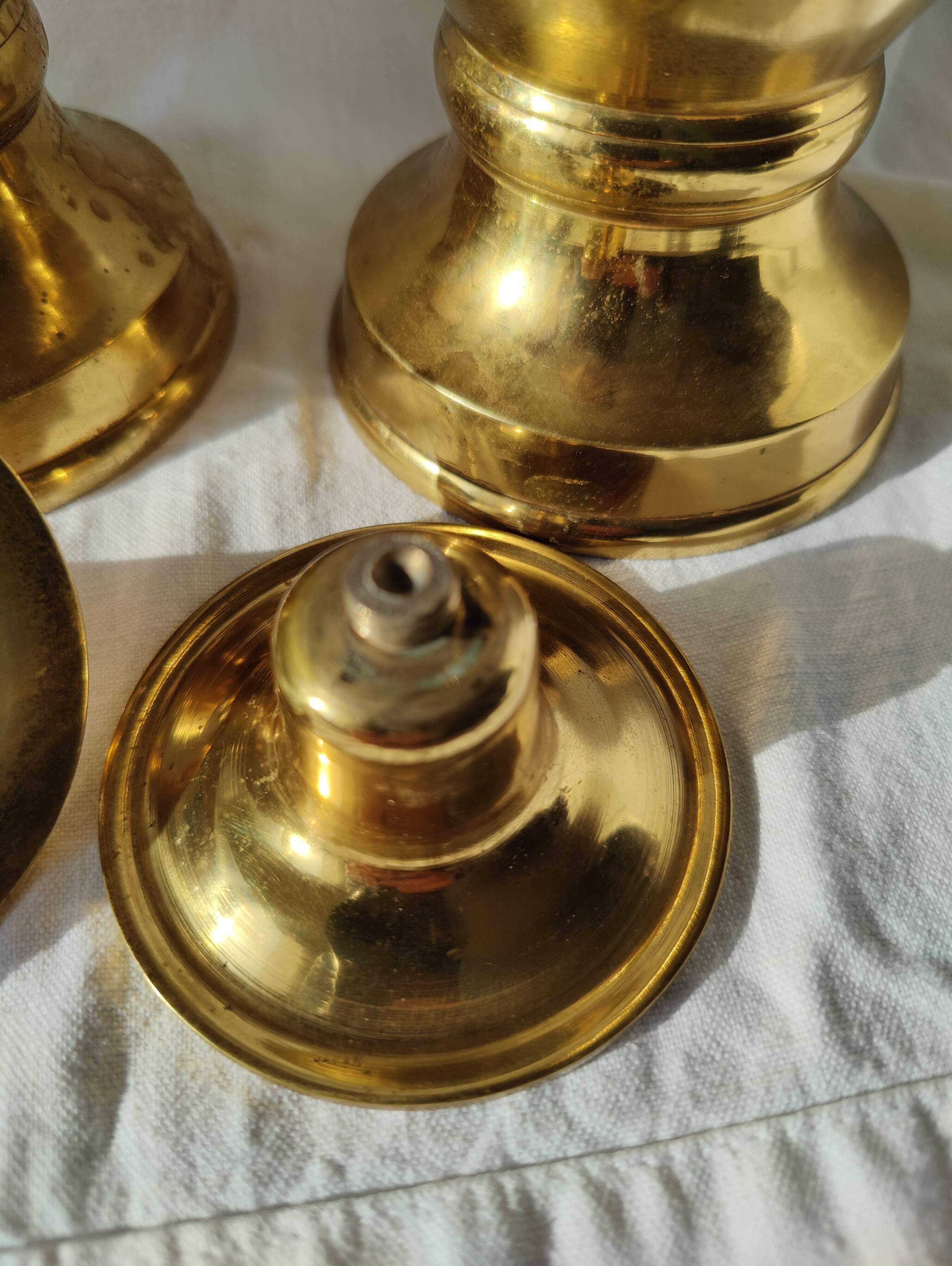 Pair of brass altar candlesticks, mid-20th century