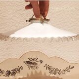 Vintage lampshade for pendant light in white opaline