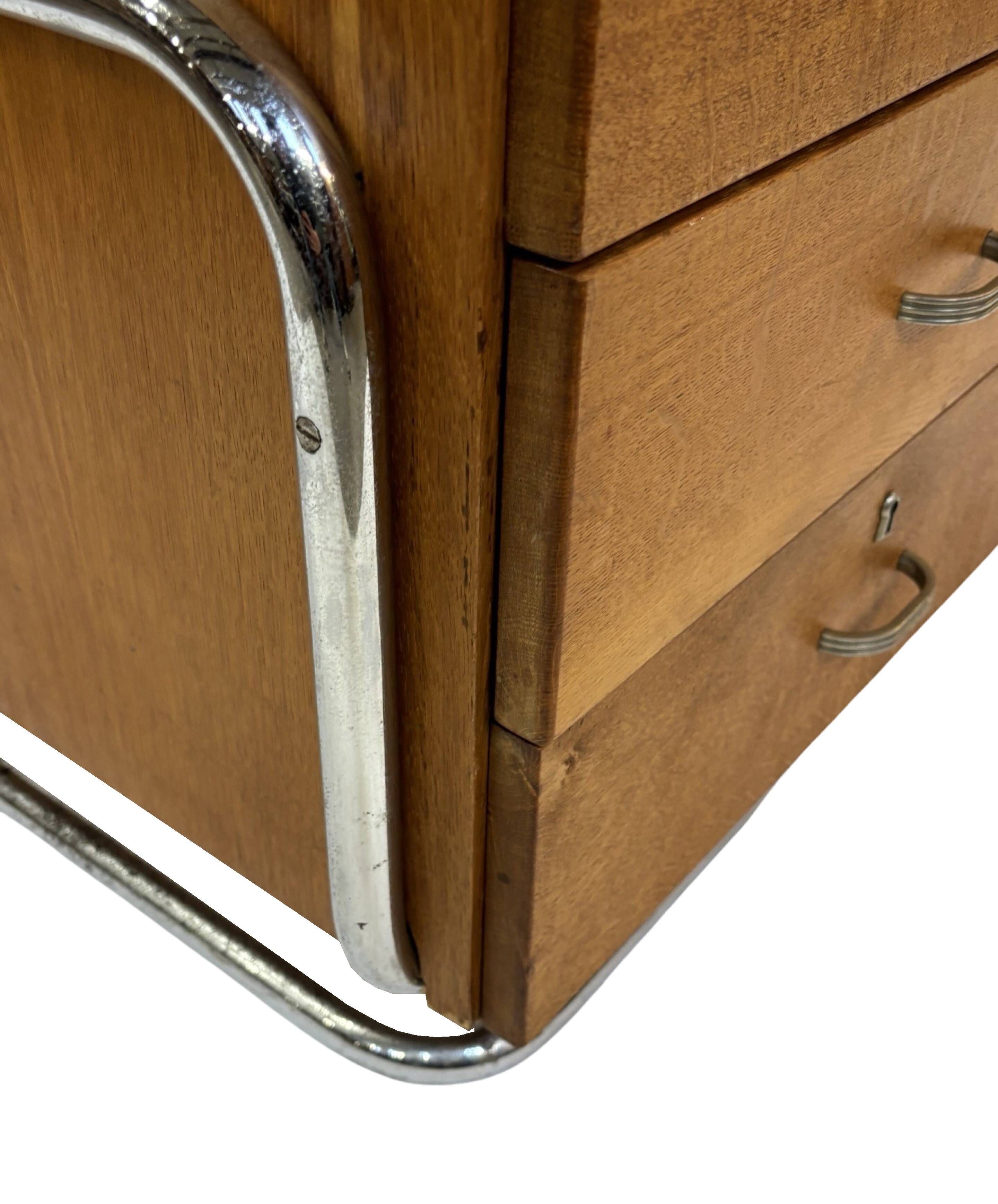 Bureau tubulaire de style Bauhaus du milieu du siècle, design des années 40 en chêne