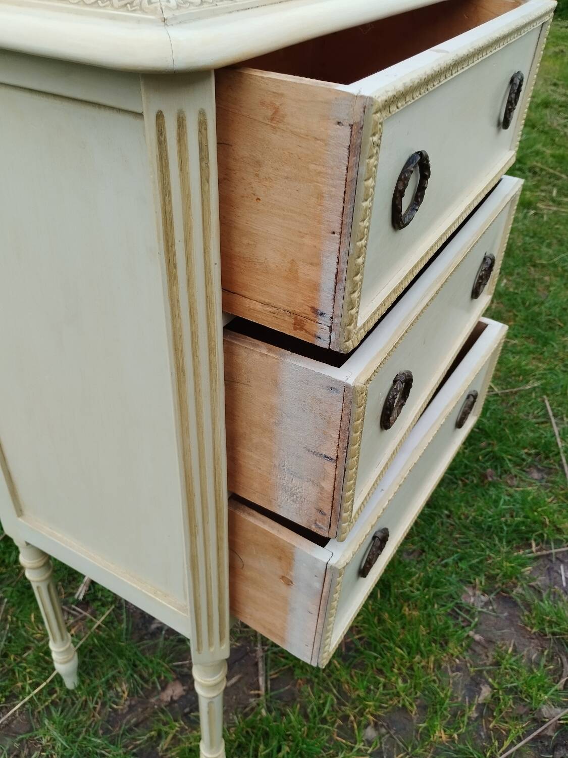 Antique Louis XVI style chest of drawers with marble top