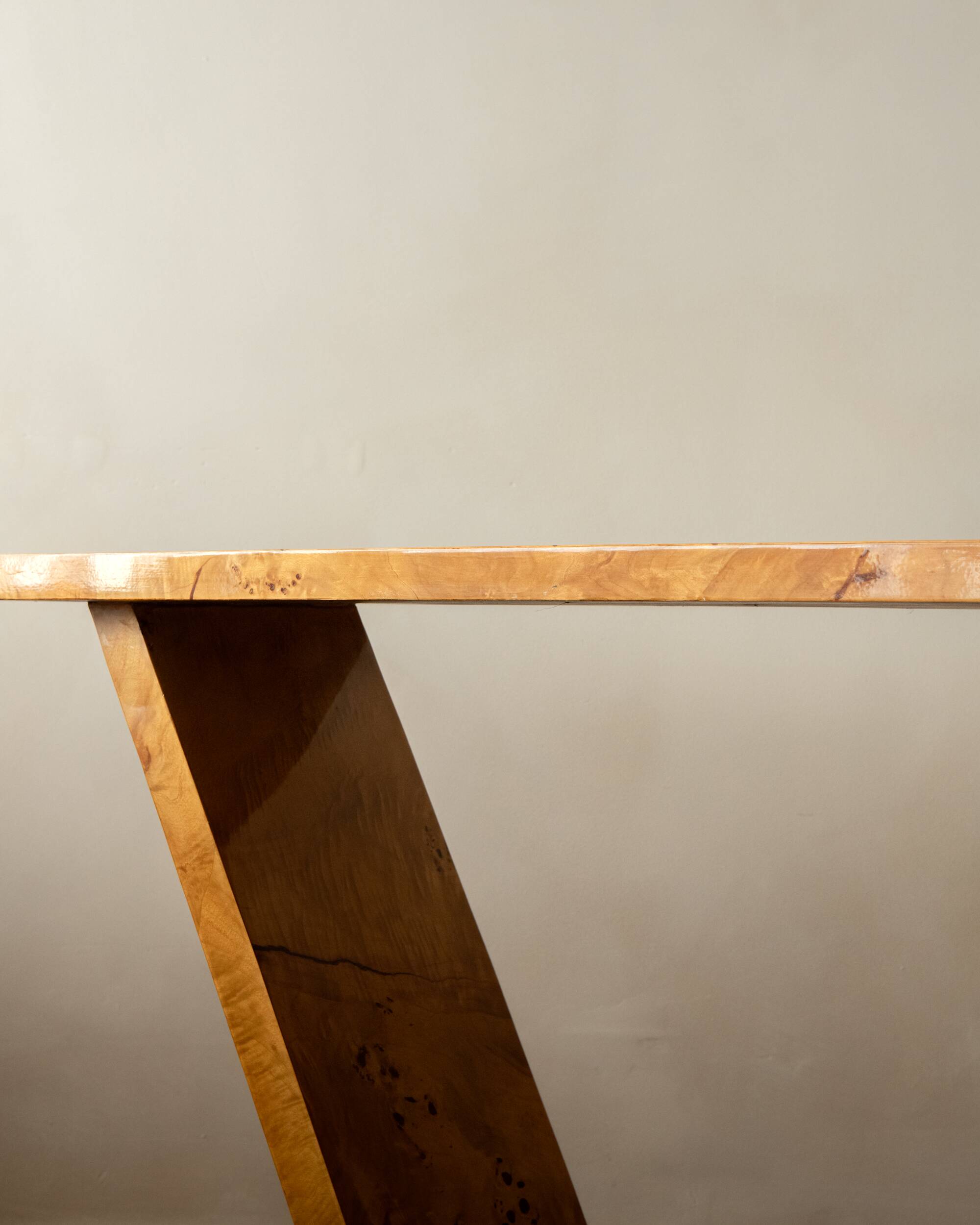 Art Deco Revival Burl Console Table, 1980s-1990s