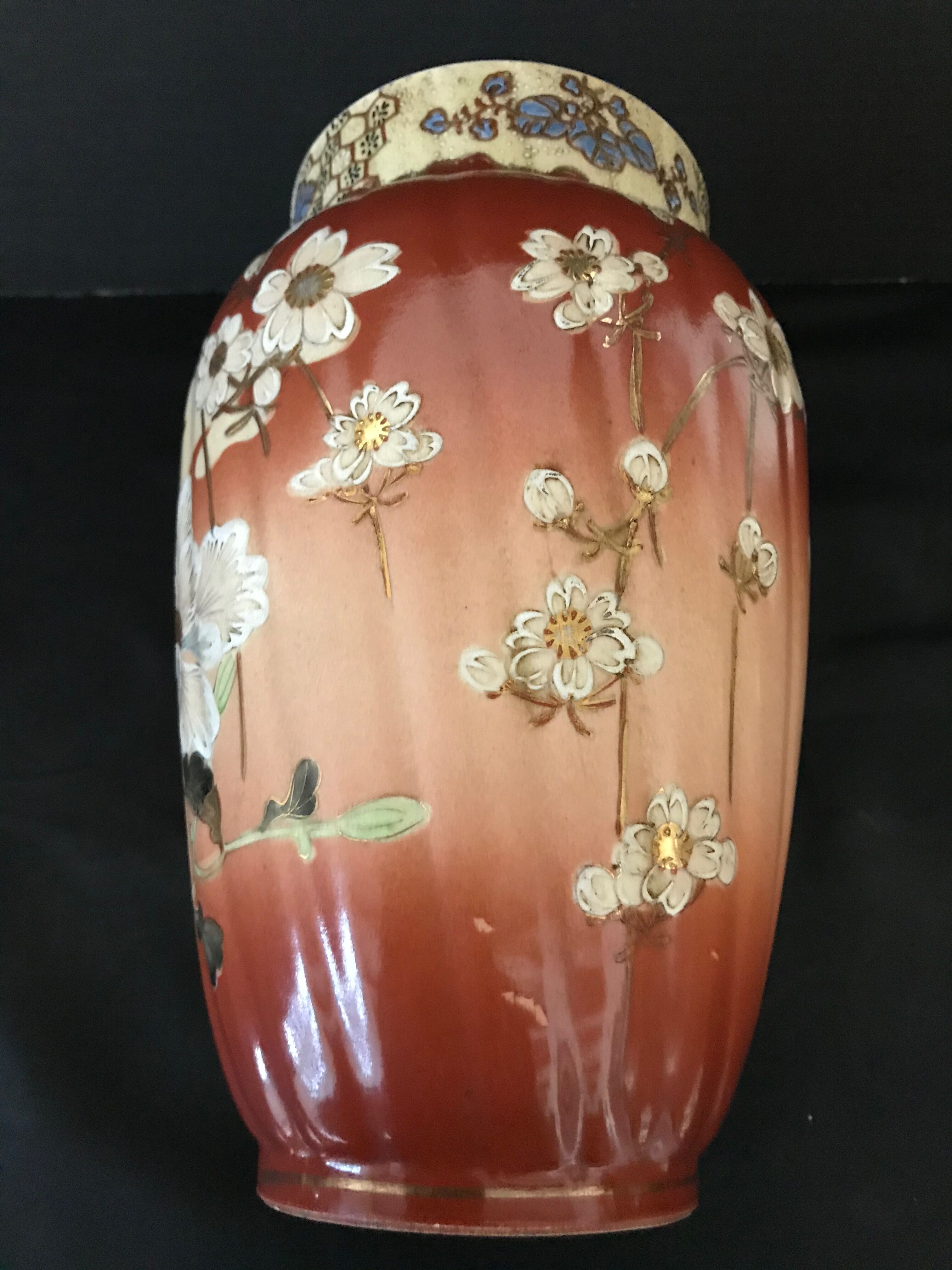 Vase - enamelled faïence with hand-painted gilding