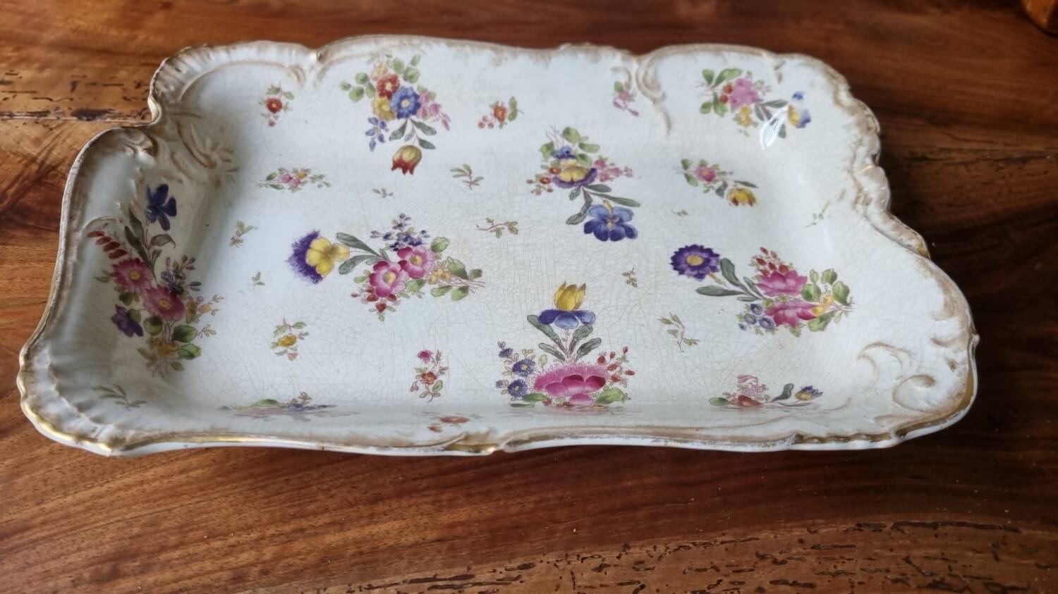 Late 19th century floral porcelain tray