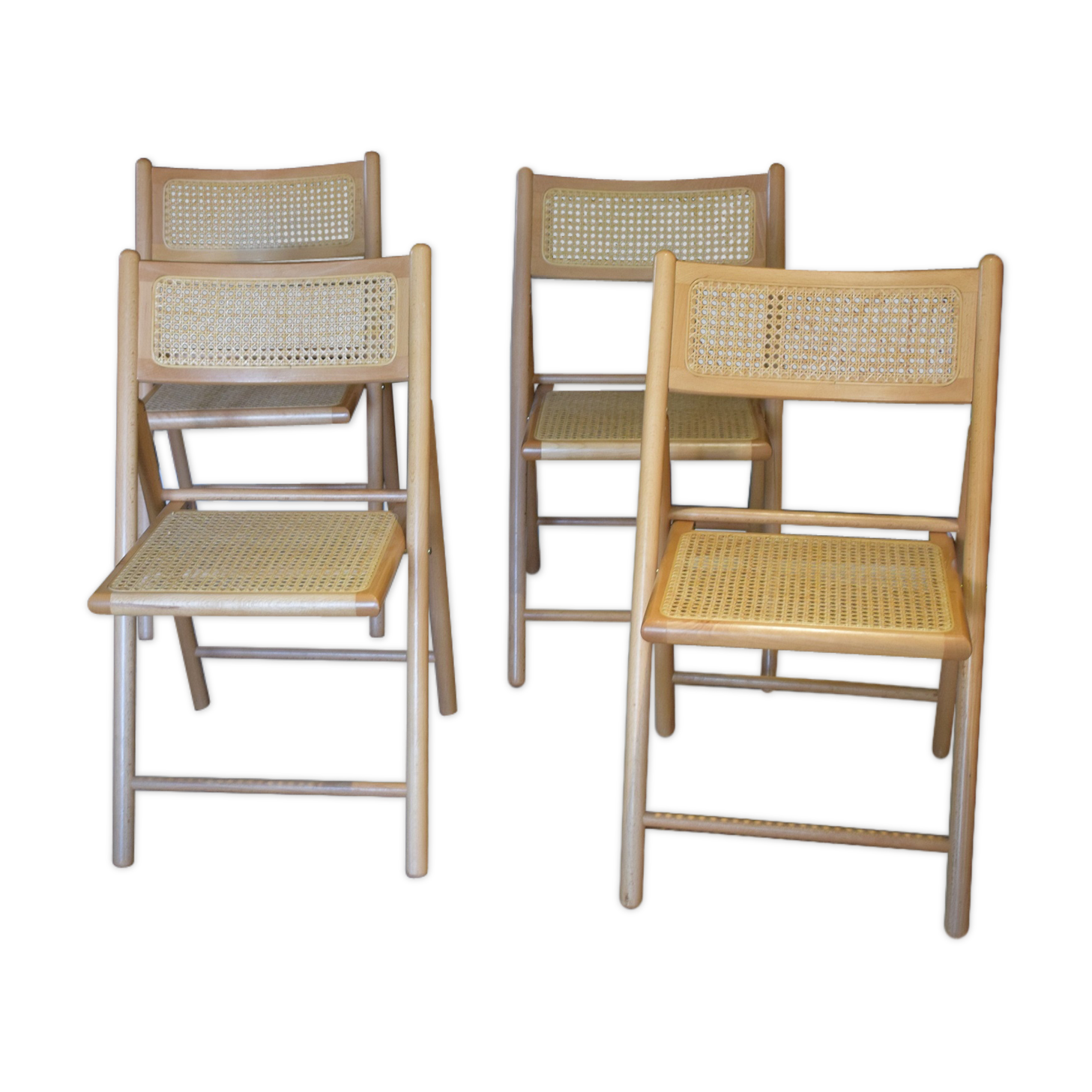 Canned vintage folding chairs