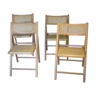 Chaises cannées vintages pliantes