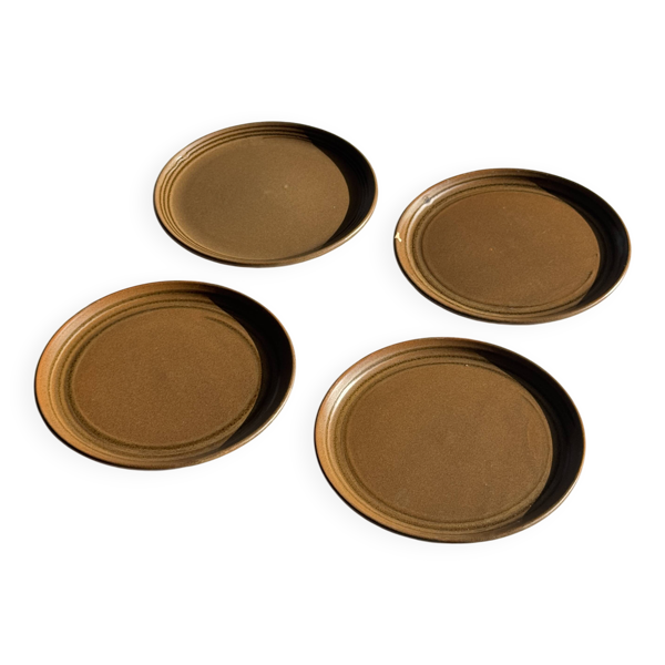 Lot de 4 assiettes à dessert brunes Sarreguemines Modèle Savoie D19.5