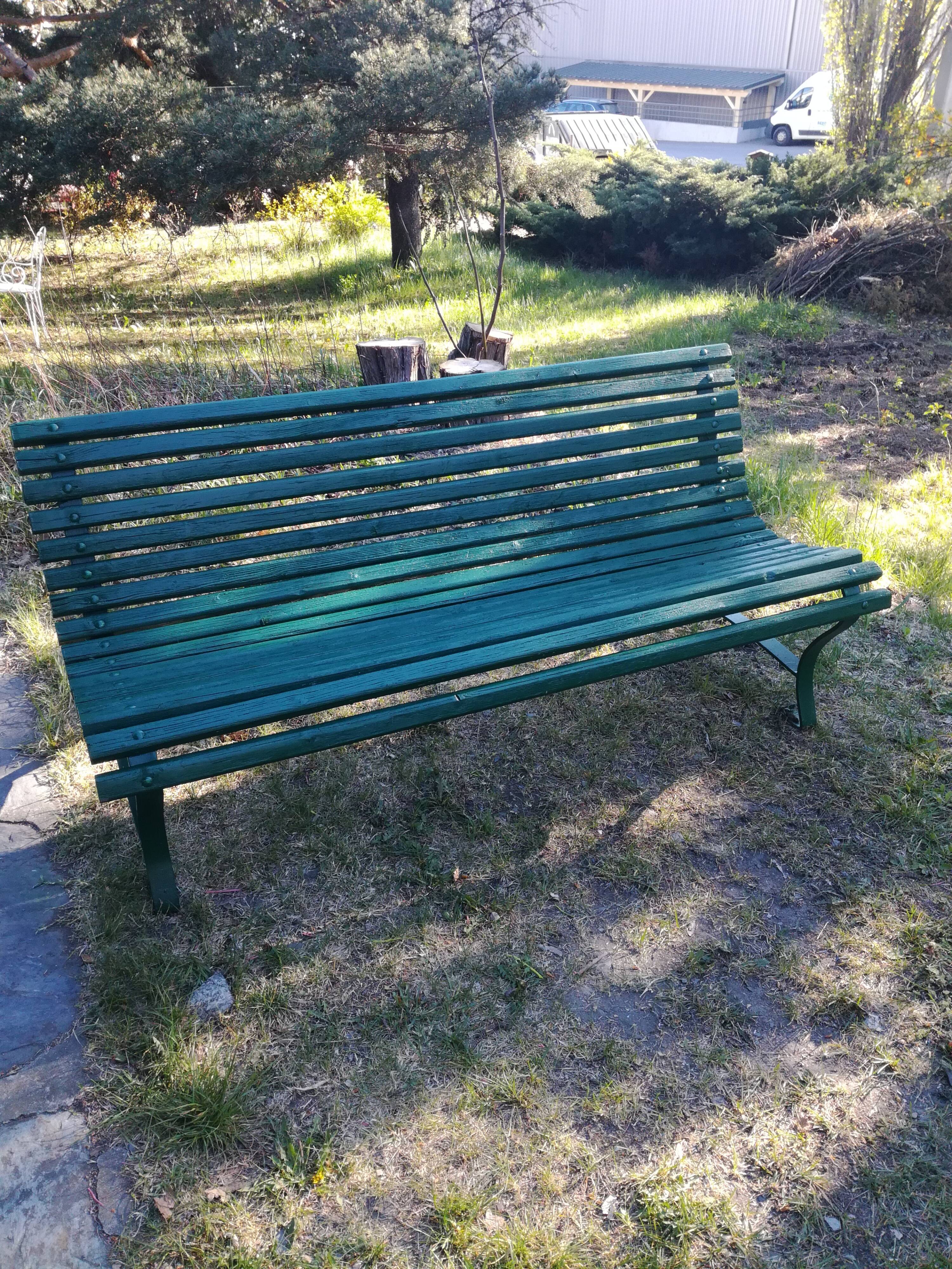 Green public bench
