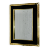 Jean-Claude Mahey mirror. Black lacquered wood and gold metal. 1970