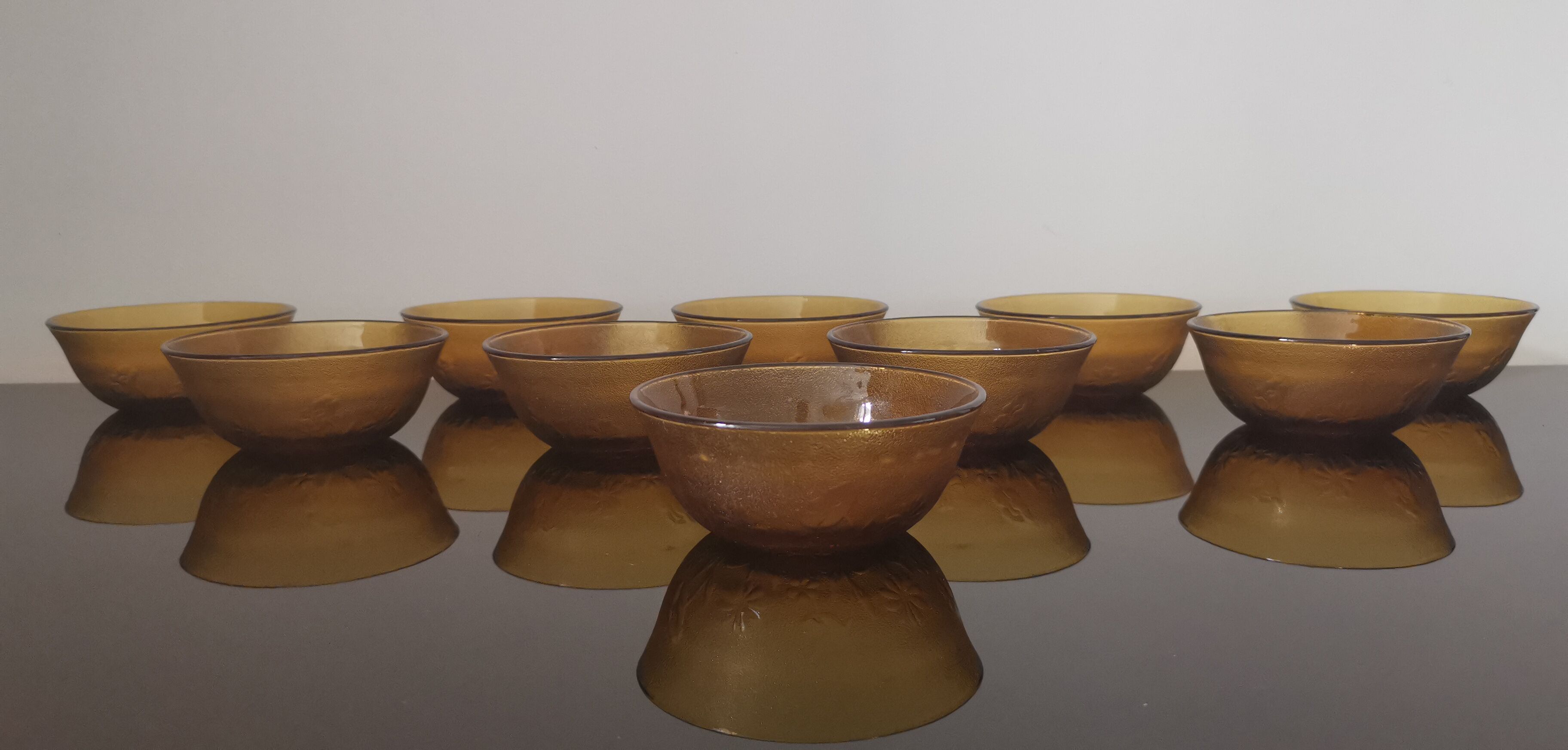 10 ramequins en verre ambré made in France vintage 70'S