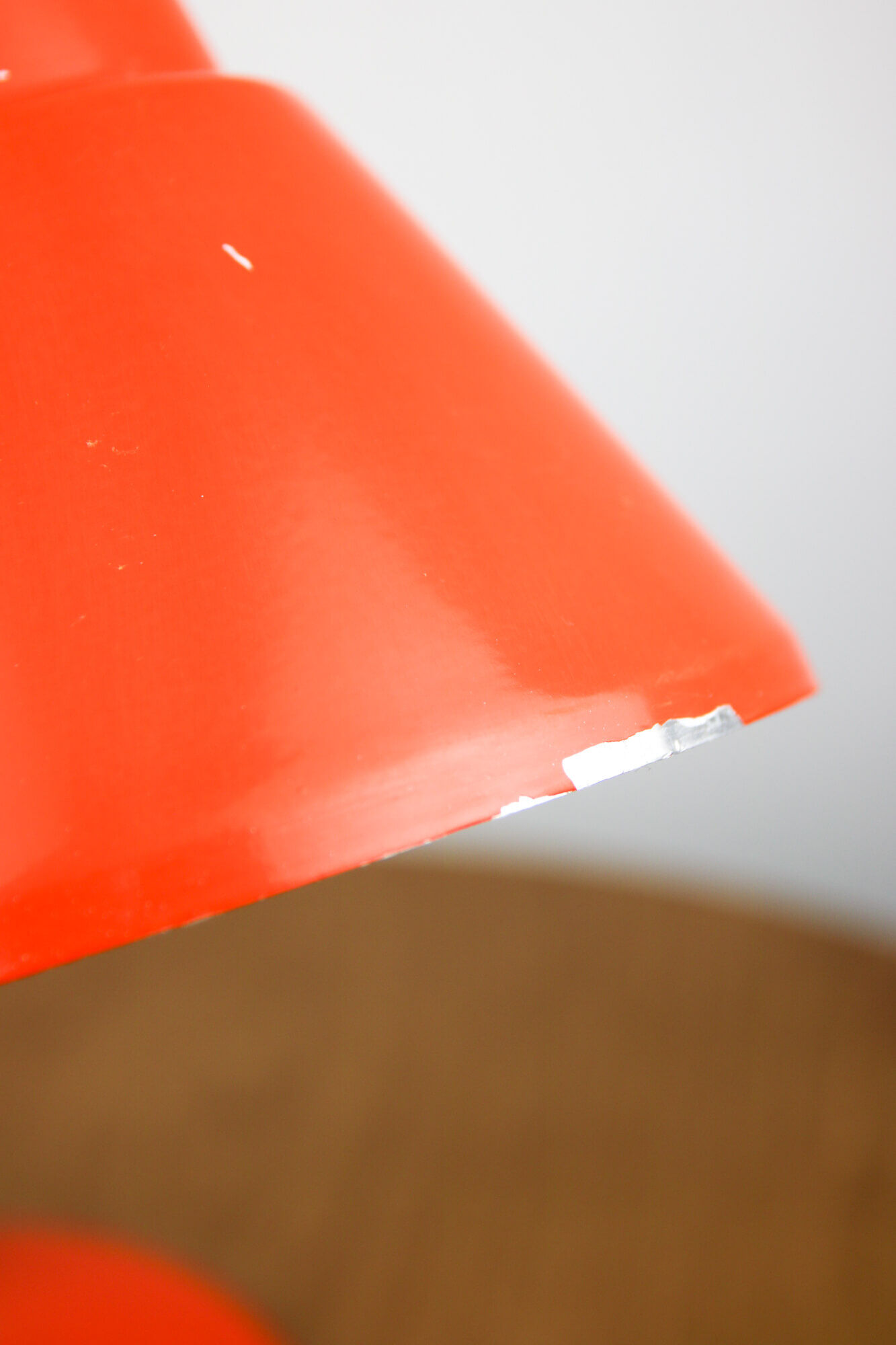 Adjustable Desk Lamp in Orange Painted Metal and Chrome-Plated Spiral Arm, 1970s