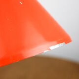 Adjustable Desk Lamp in Orange Painted Metal and Chrome-Plated Spiral Arm, 1970s