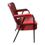 Fauteuil année 1950 Skaï rouge