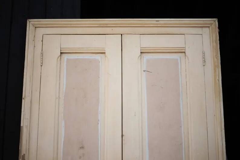 Double porte ancienne de placard, porte bois ancienne, grande porte vintage, porte d'intérieur