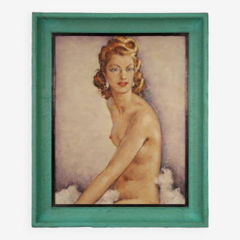 French signed nude painting 60's