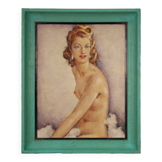 French signed nude painting 60's