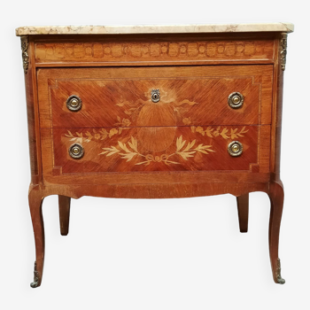 Transitional style chest of drawers in marquetry