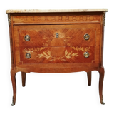 Transitional style chest of drawers in marquetry