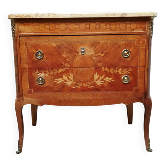 Transitional style chest of drawers in marquetry