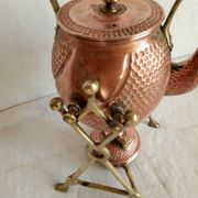 Ancient copper and brass travel teapot 20th