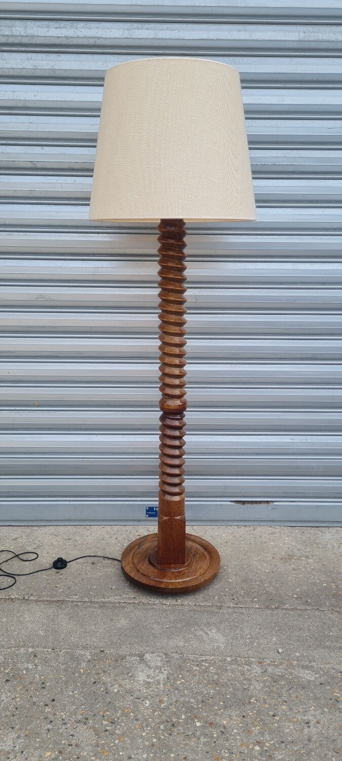 French floor lamp in carved oak 1950