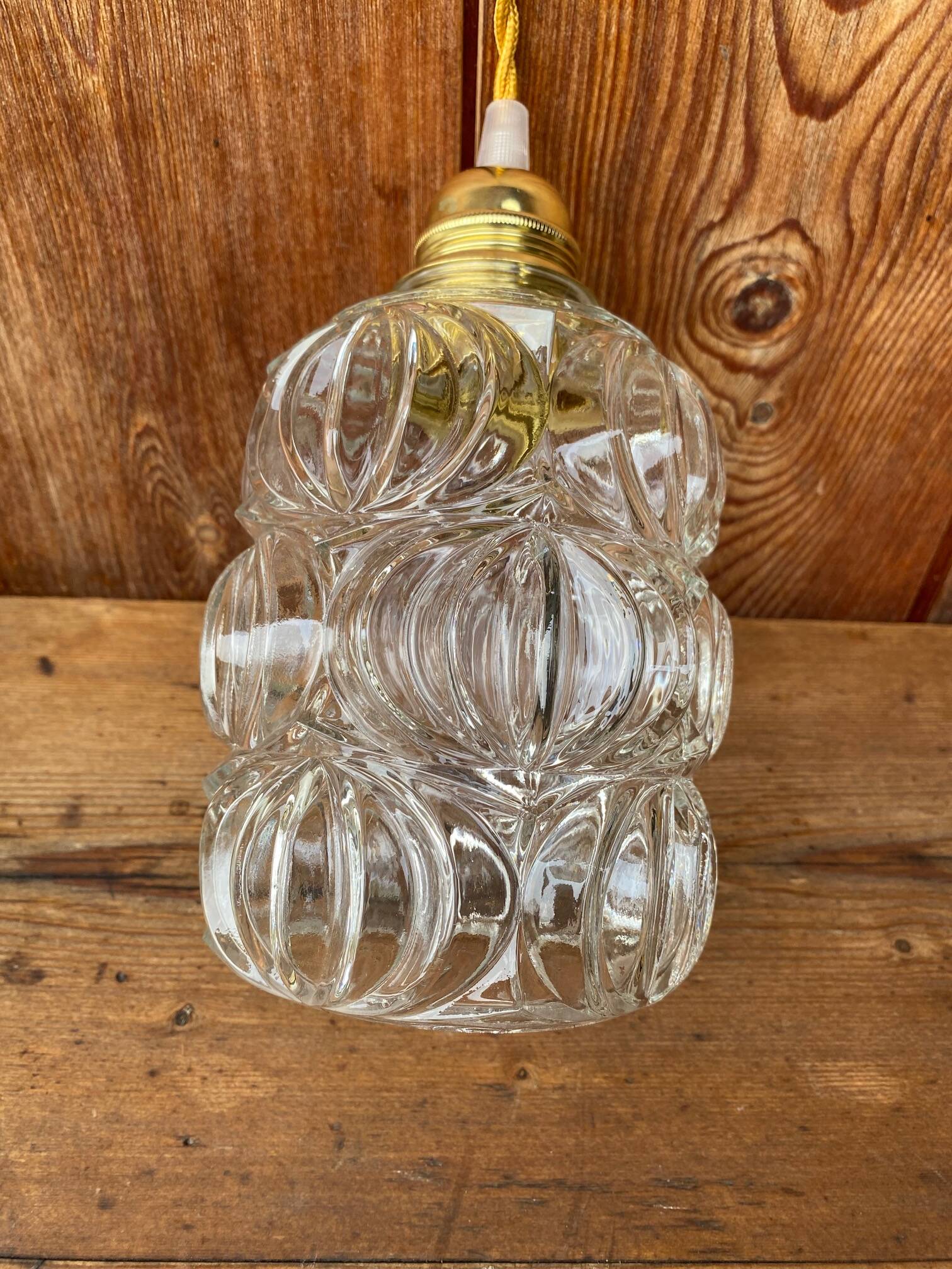 Vintage structured glass pendant globe.