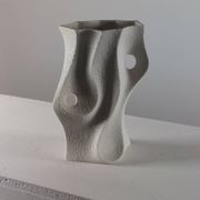 Vintage organic biscuit porcelain vase from the mid-century by Sgrafo Modern.