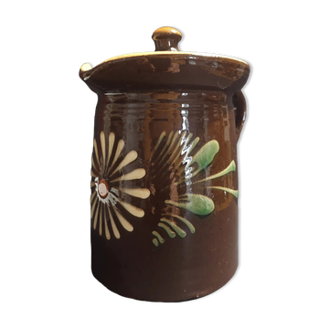 Pitcher covered glazed terracotta alsace Soufflenheim XXth