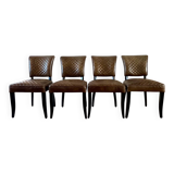 Set of 4 leather Chesterfield dining chairs